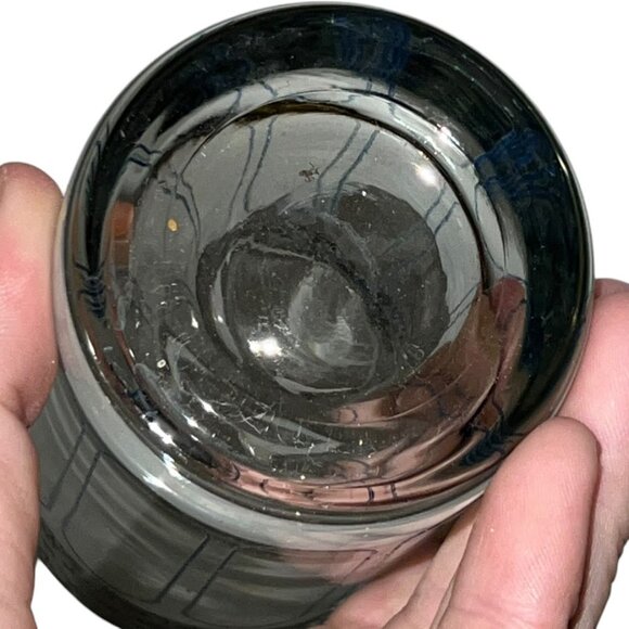 Vintage MCM Culver Sorrento Silver Band Teal Lattice Hiball Glasses Set of 8 - Picture 3 of 5